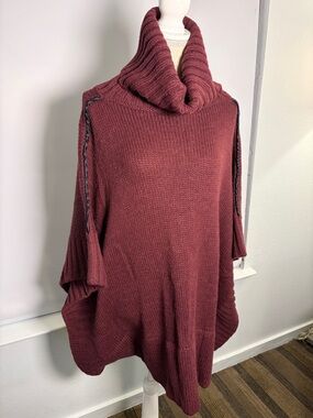 Dolce & Gabbana Burgundy Cowl Neck Knit Poncho NWT Oversized cape